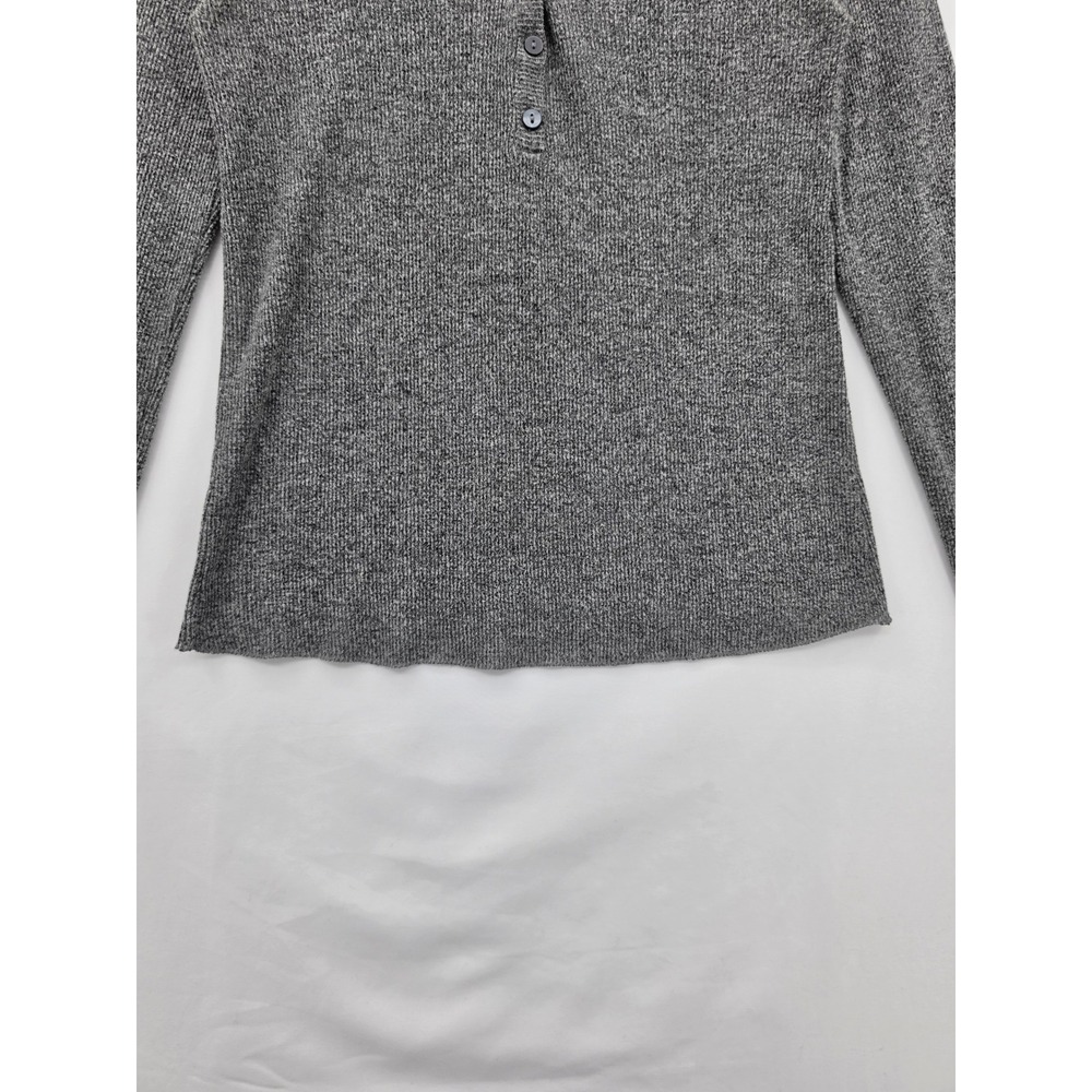 Universal Thread Gray Marl Ribbed Henley Top Long Sleeve Raglan Small Soft Basic - Picture 5 of 13